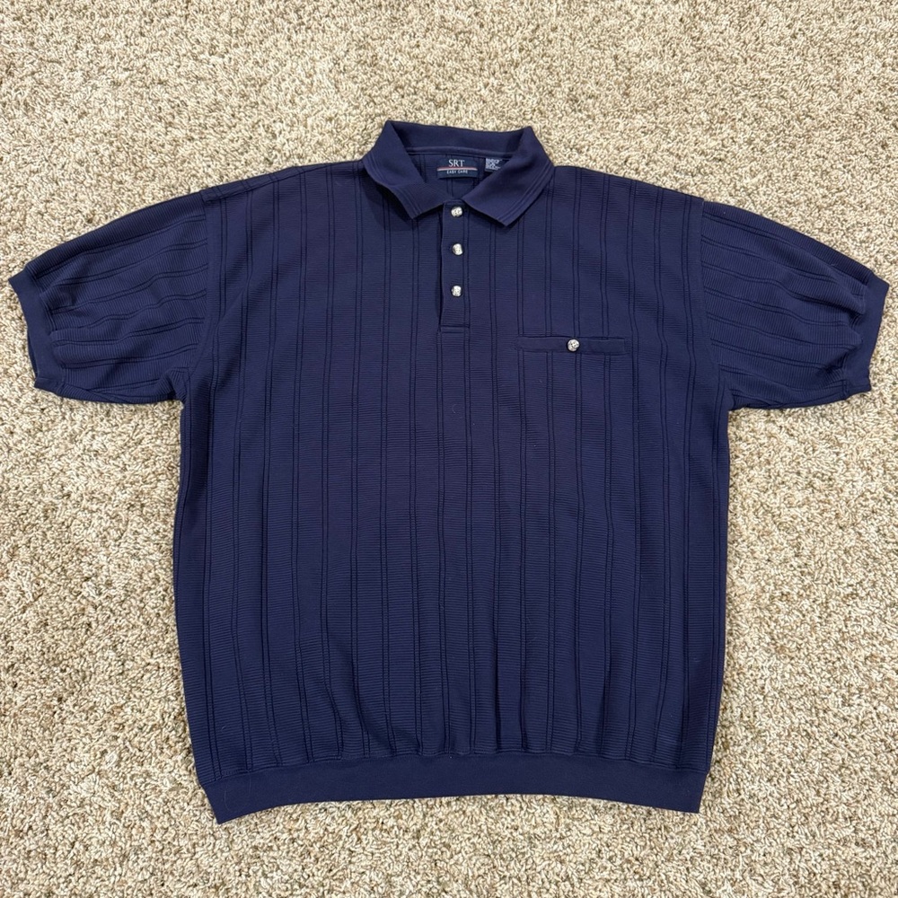 SRT Easy Care Vintage 90s Retro Grandpa Bowling Polo Preppy Striped Shirt Sz.XL
